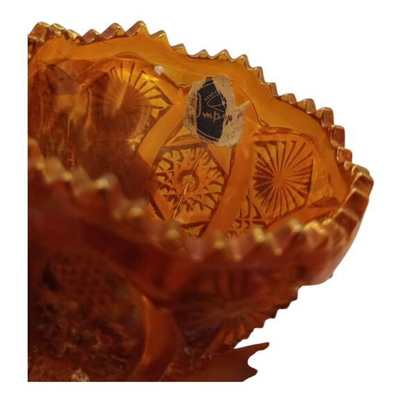 Imperial Marigold Carnival Glass Bellaire Pattern Toothpick Holder Vintage - Picture 3 of 9